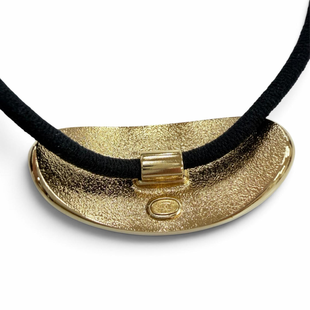 Excellent CHANEL hair accessory Oval Hair Tie with Logo gold metal Women C24C