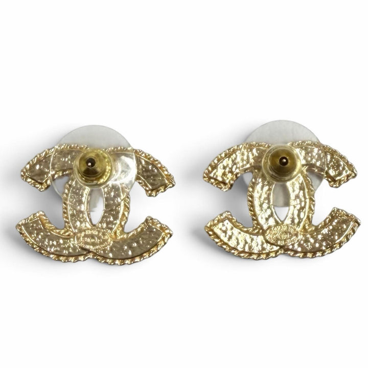 Excellent CHANEL Pierce COCO Mark Metal Accessories gold Women F24P