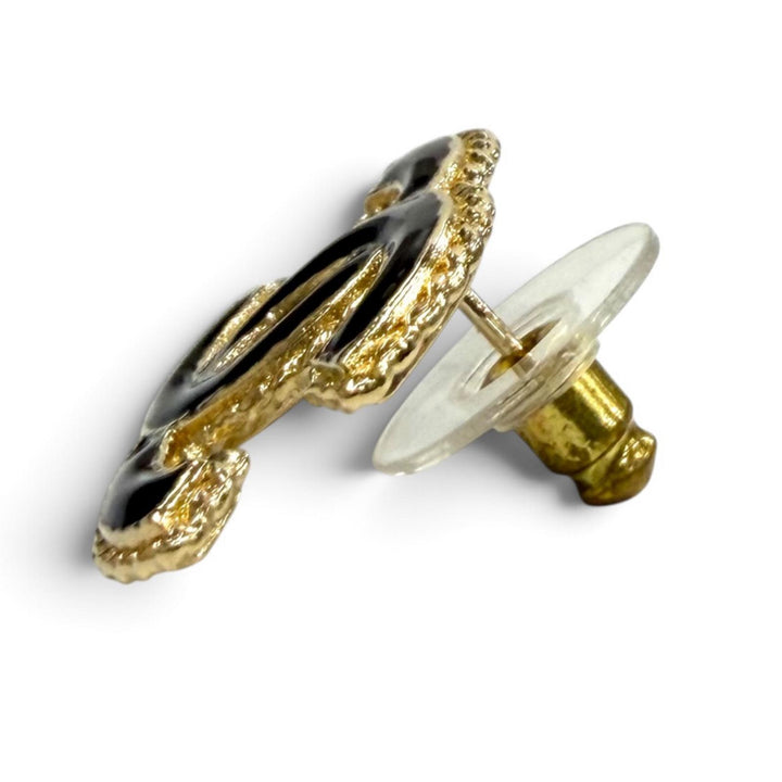 Excellent CHANEL Pierce COCO Mark Metal Accessories gold Women F24P