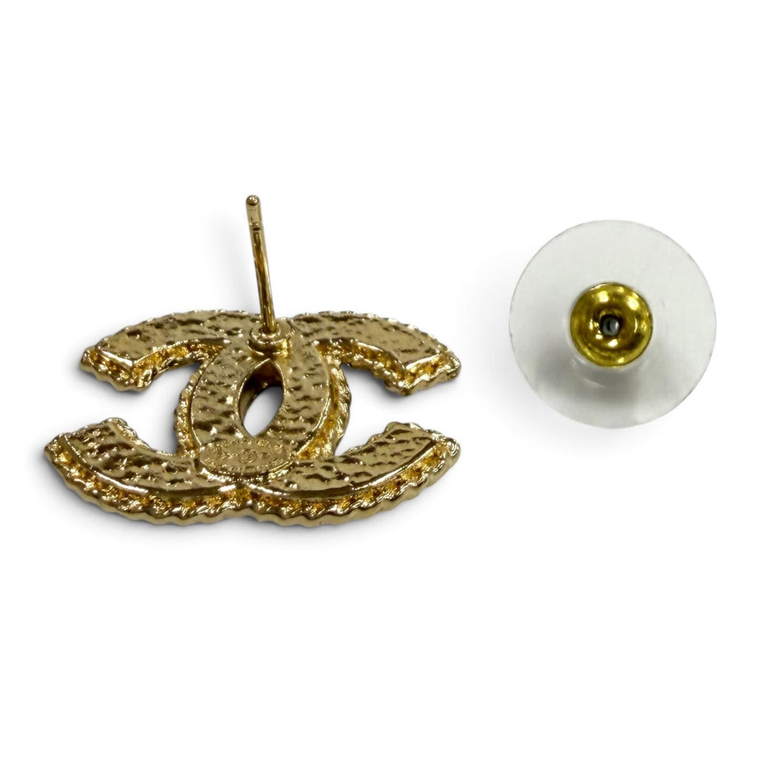 Excellent CHANEL Pierce COCO Mark Metal Accessories gold Women F24P