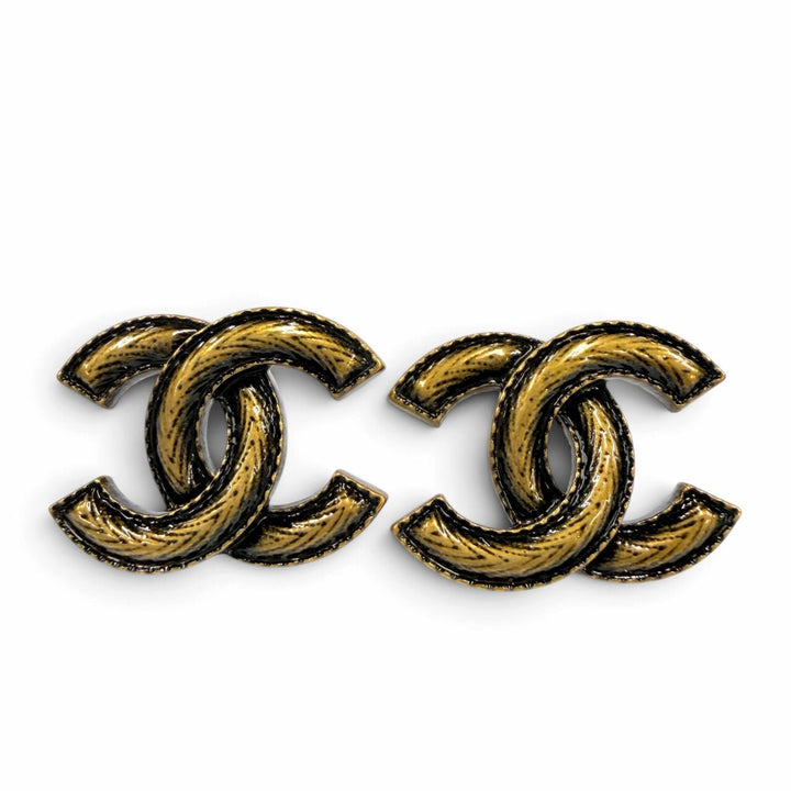 Excellent CHANEL Pierce COCO Mark accessories antique gold metal Women A24K