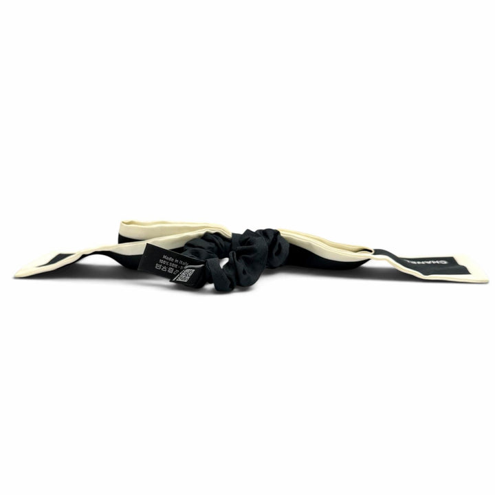 Great CHANEL Shush Logo-emblazoned camellia ribbon black silk Women AA7530