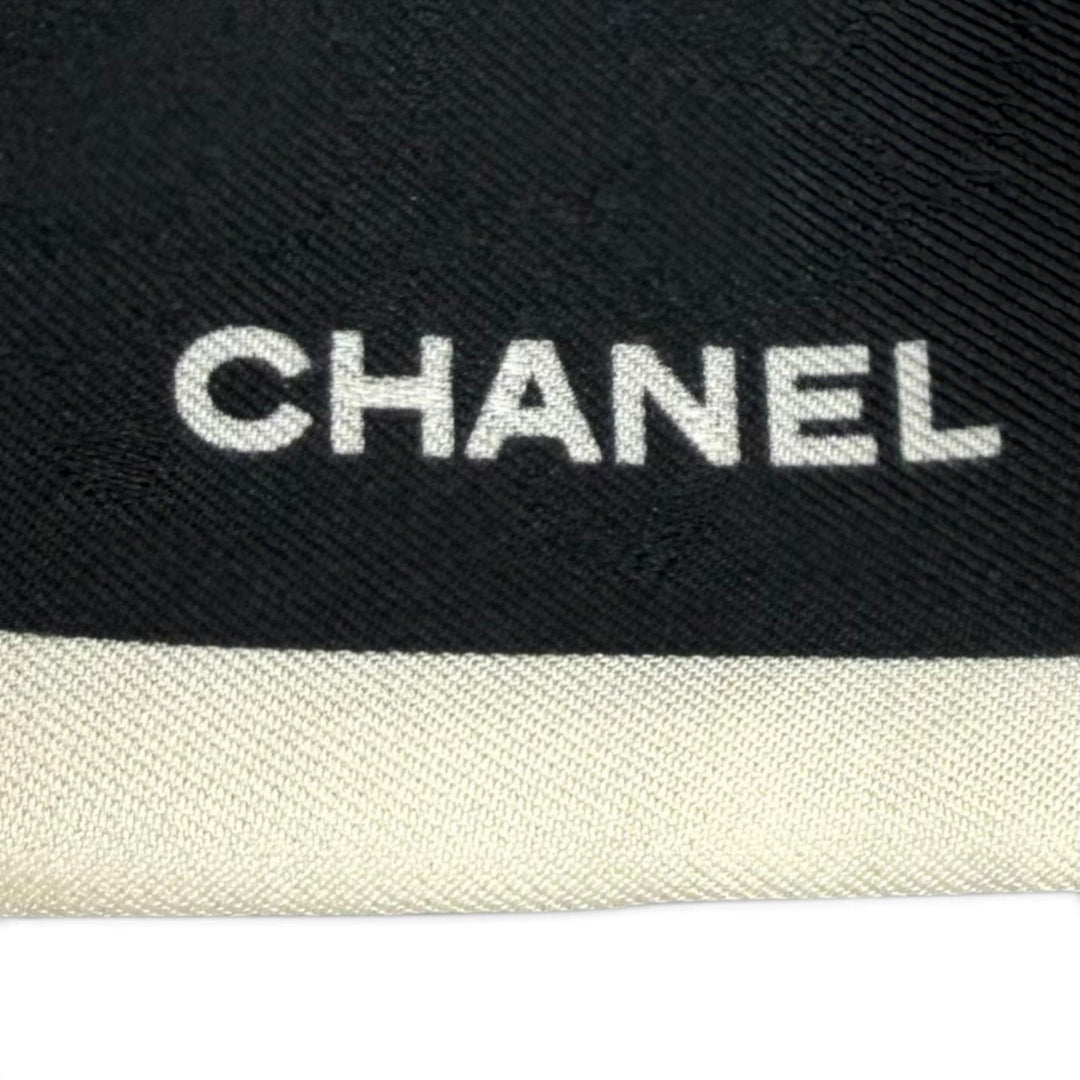 Great CHANEL Shush Logo-emblazoned camellia ribbon black silk Women AA7530