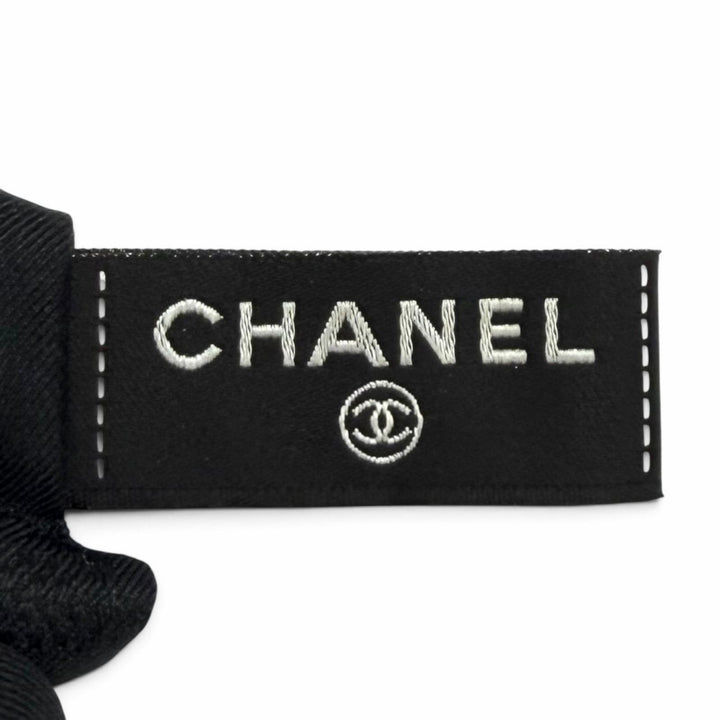 Great CHANEL Shush Logo-emblazoned camellia ribbon black silk Women AA7530