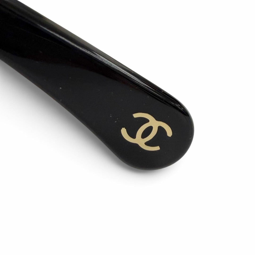 Excellent CHANEL Glasses COCO Mark Temple Square black Women 3489-S-A