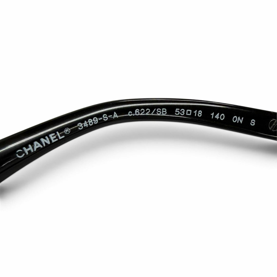 Excellent CHANEL Glasses COCO Mark Temple Square black Women 3489-S-A