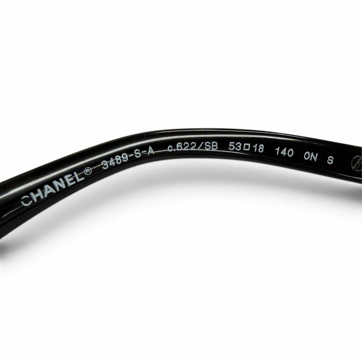 Excellent CHANEL Glasses COCO Mark Temple Square black Women 3489-S-A
