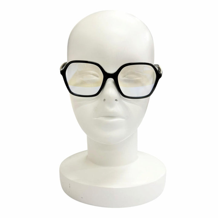 Excellent CHANEL Glasses COCO Mark Temple Square black Women 3489-S-A