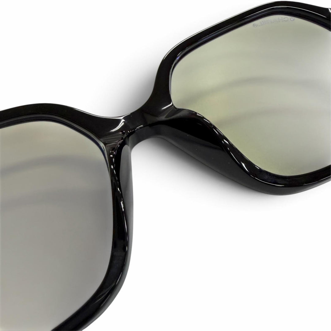 Excellent CHANEL Glasses COCO Mark Temple Square black Women 3489-S-A