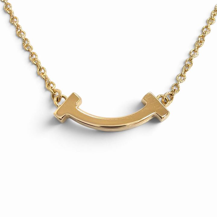 Excellent TIFFANY&Co. T Smile Mini Necklace 750(PG) Pink gold AU750 Women