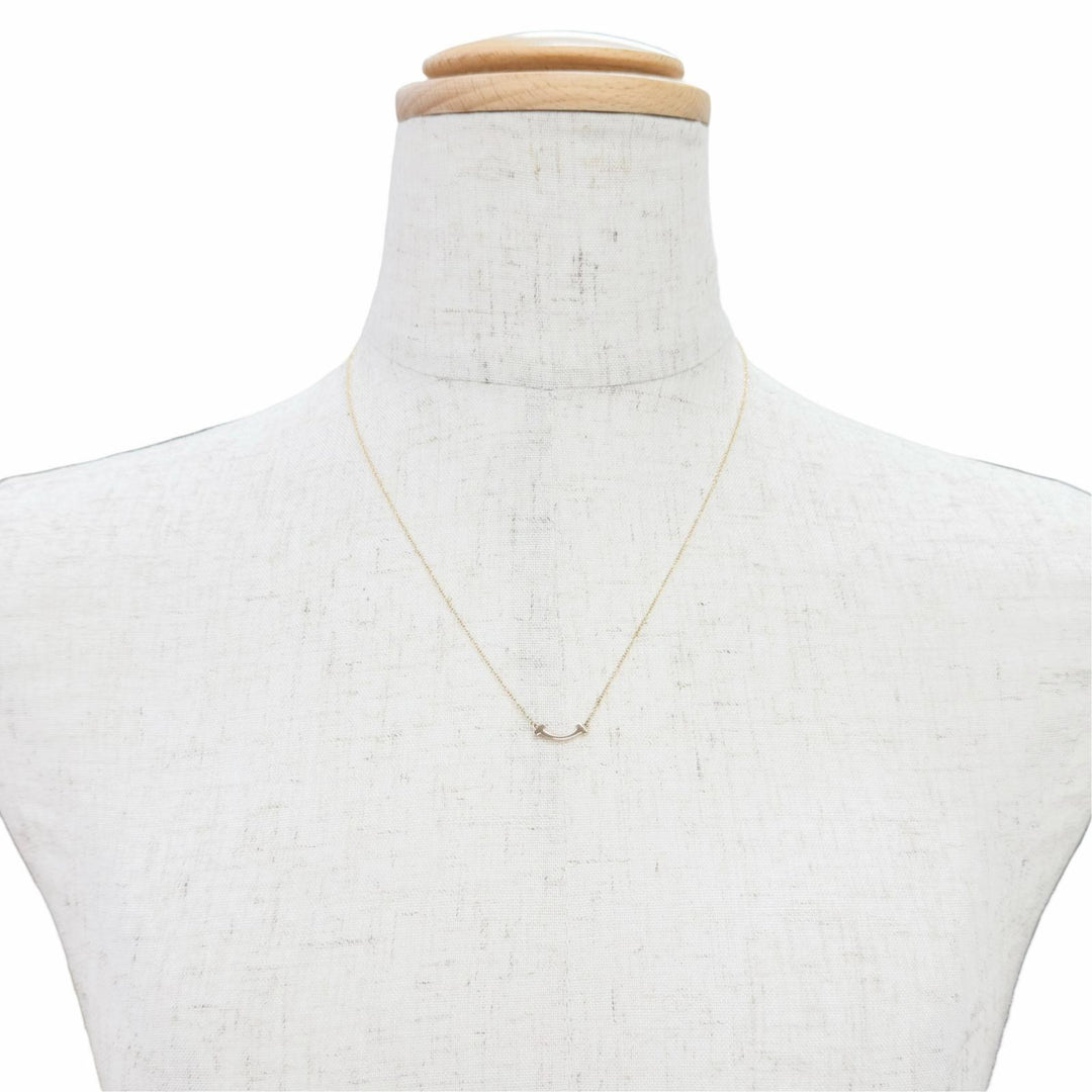 Excellent TIFFANY&Co. T Smile Mini Necklace 750(PG) Pink gold AU750 Women
