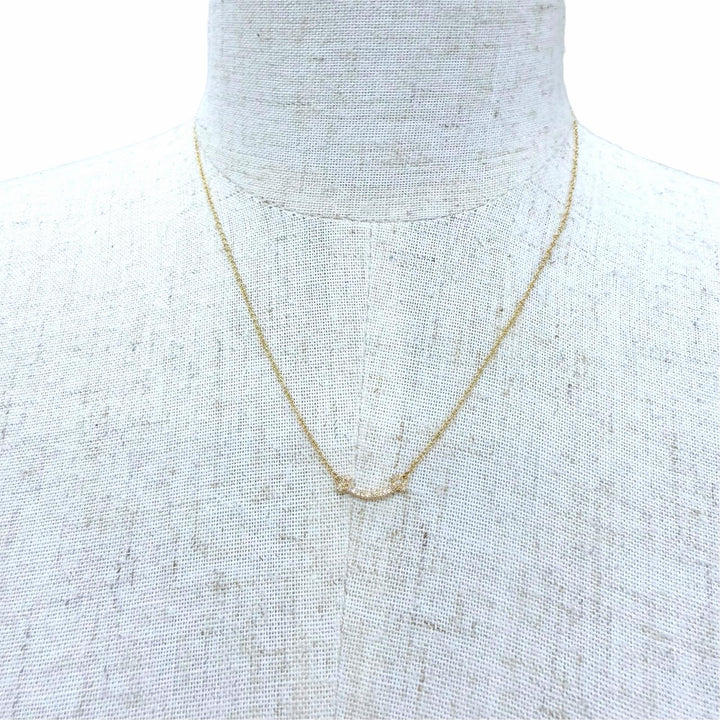 Excellent TIFFANY&Co. Necklace Smile Mini Diamond Pendant Yellow Gold AU750