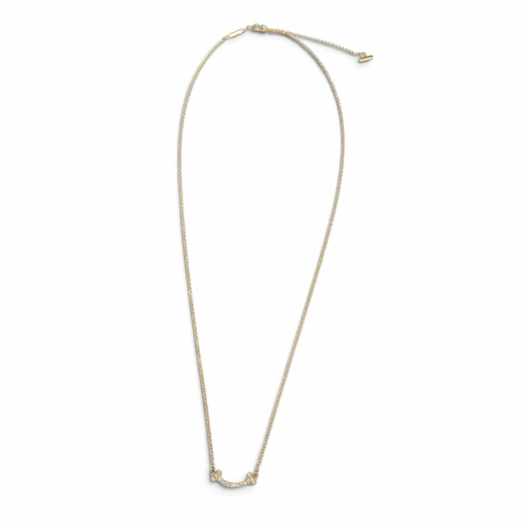 Excellent TIFFANY&Co. Necklace Smile Mini Diamond Pendant Yellow Gold AU750