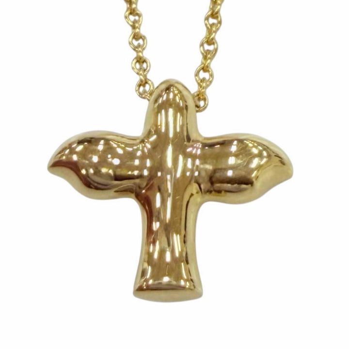 Excellent TIFFANY&Co. Necklace Bird Cross Pendant Yellow Gold 750 Women