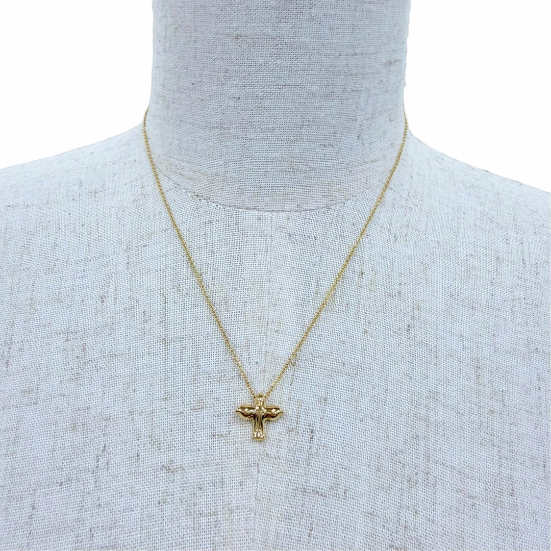 Excellent TIFFANY&Co. Necklace Bird Cross Pendant Yellow Gold 750 Women