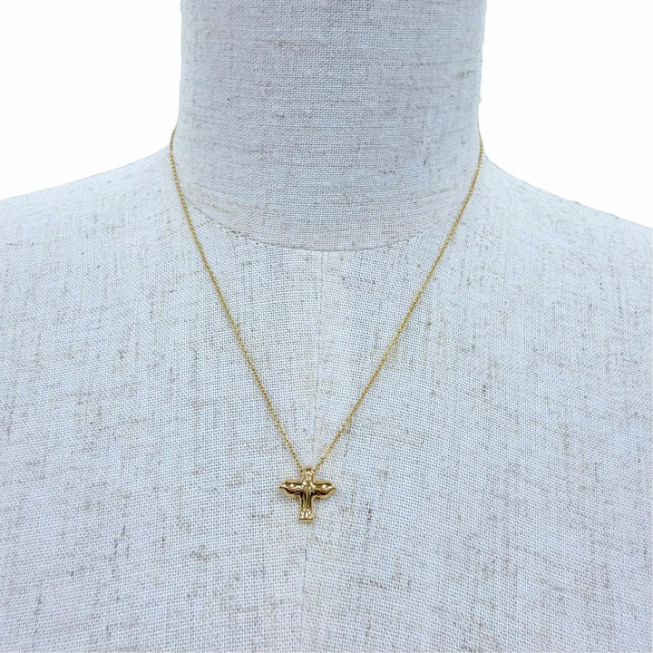 Excellent TIFFANY&Co. Necklace Bird Cross Pendant Yellow Gold 750 Women