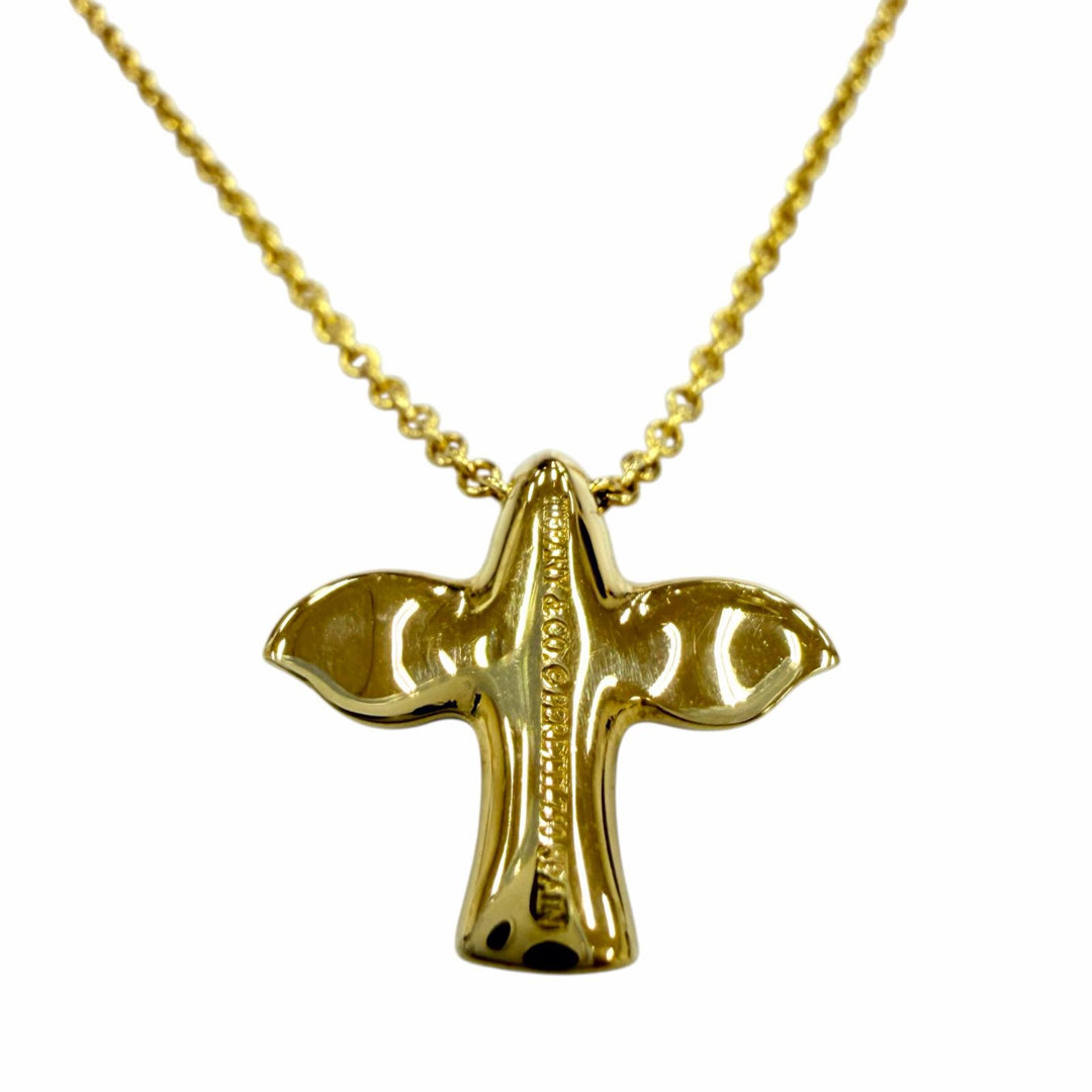 Excellent TIFFANY&Co. Necklace Bird Cross Pendant Yellow Gold 750 Women