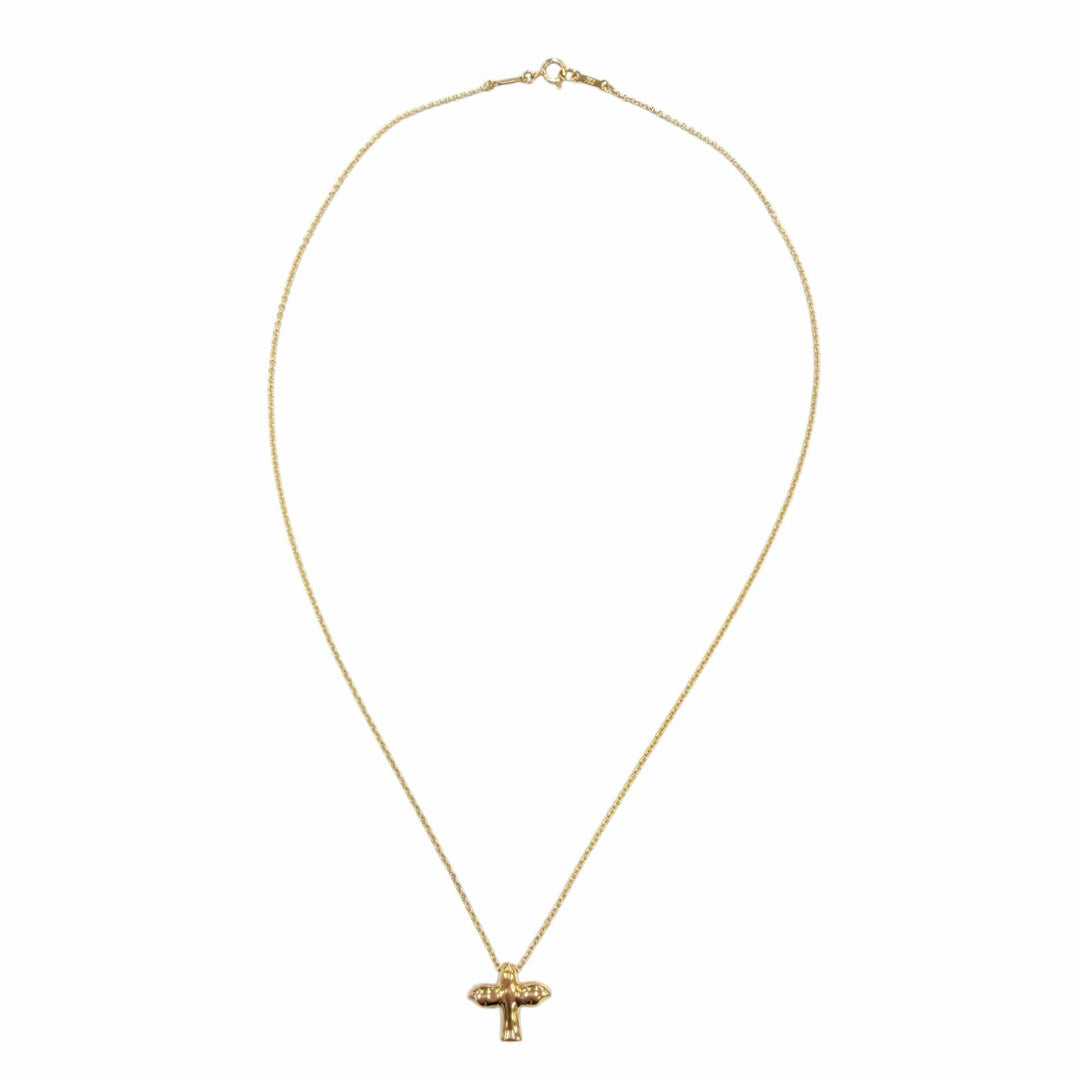 Excellent TIFFANY&Co. Necklace Bird Cross Pendant Yellow Gold 750 Women