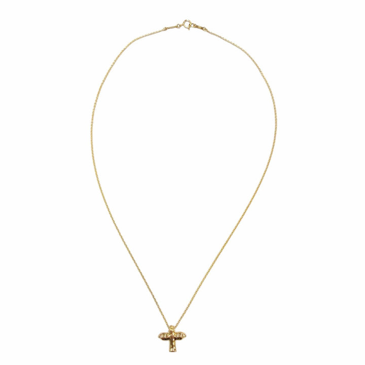 Excellent TIFFANY&Co. Necklace Bird Cross Pendant Yellow Gold 750 Women