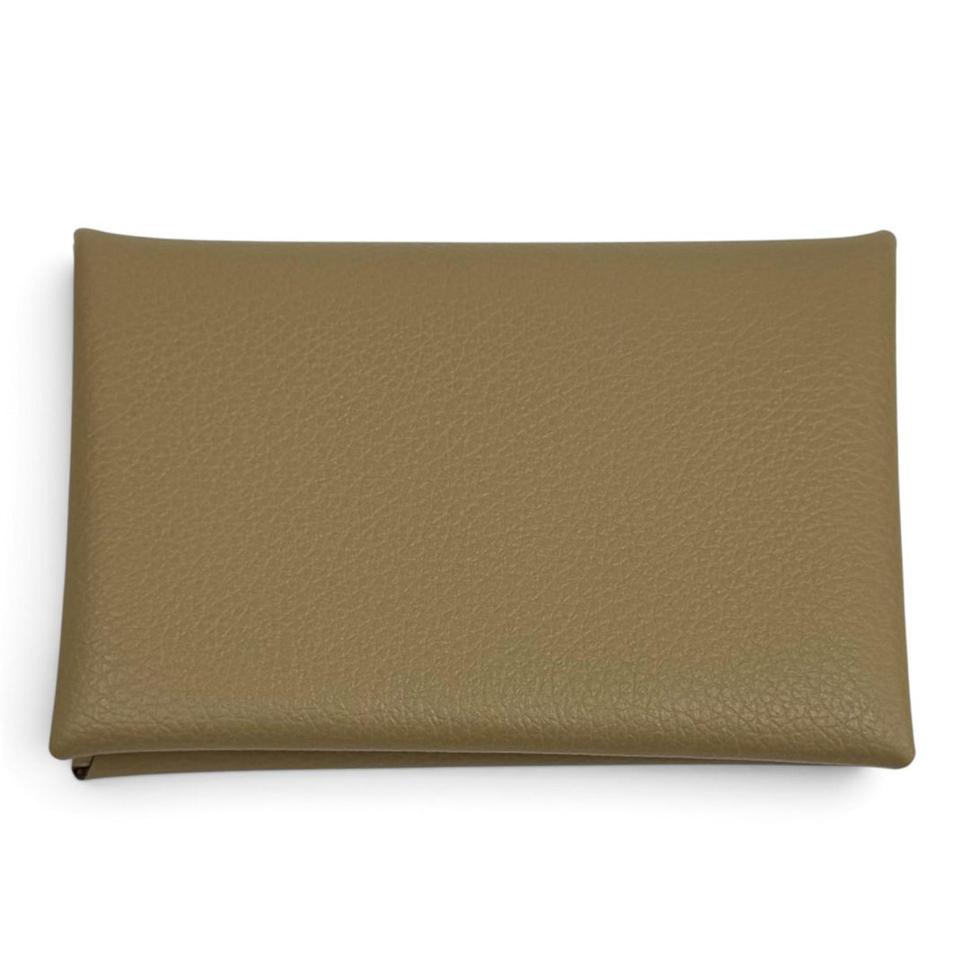 Pristine HERMES Card Case Calvi name card holder Evercolor Leather Women