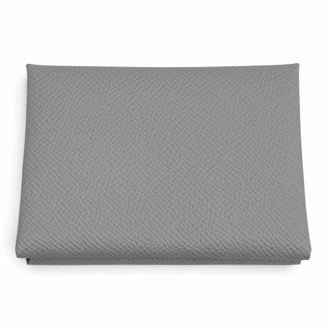 Pristine HERMES Bifold Wallet Calvi duo Serie Metal Epsom Leather Women