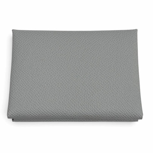 Pristine HERMES Bifold Wallet Calvi duo Serie Metal Epsom Leather Women