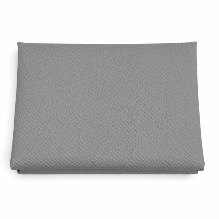 Pristine HERMES Bifold Wallet Calvi duo Serie Metal Epsom Leather Women