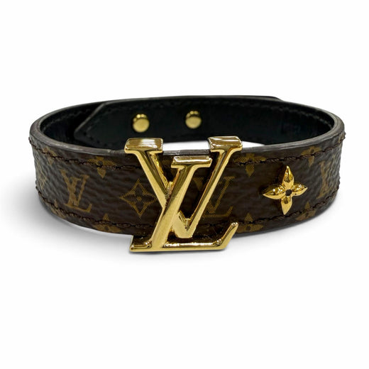 Great LOUIS VUITTON LV Iconic Monogram Bracelet Brown leather Women 19 M8526