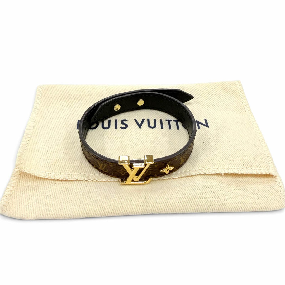 Great LOUIS VUITTON LV Iconic Monogram Bracelet Brown leather Women 19 M8526
