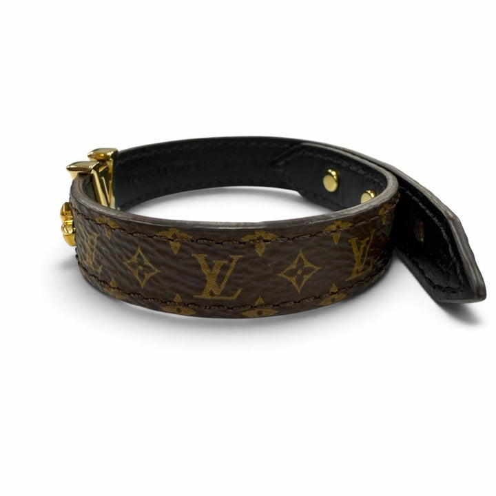 Great LOUIS VUITTON LV Iconic Monogram Bracelet Brown leather Women 19 M8526