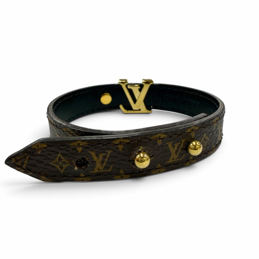 Great LOUIS VUITTON LV Iconic Monogram Bracelet Brown leather Women 19 M8526