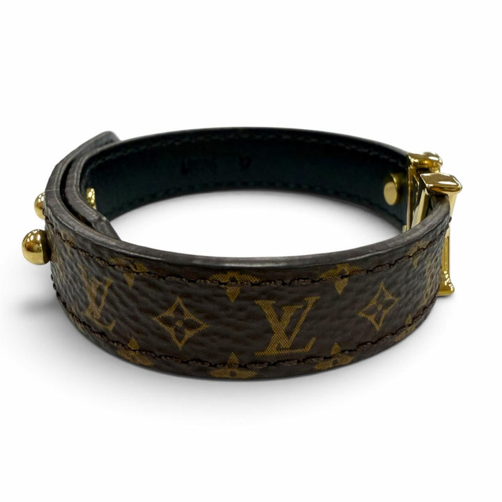 Great LOUIS VUITTON LV Iconic Monogram Bracelet Brown leather Women 19 M8526
