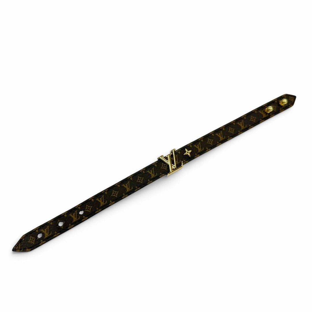 Great LOUIS VUITTON LV Iconic Monogram Bracelet Brown leather Women 19 M8526