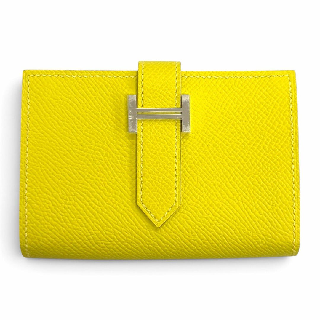 Pristine HERMES Bifold Wallet Bean mini With coin case Epsom Leather Women