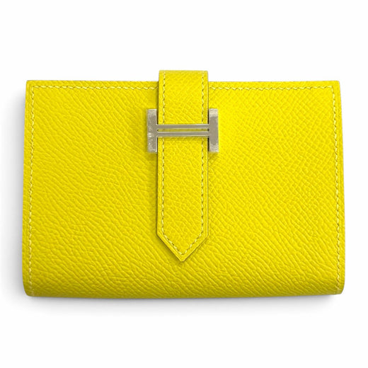 Pristine HERMES Bifold Wallet Bean mini With coin case Epsom Leather Women