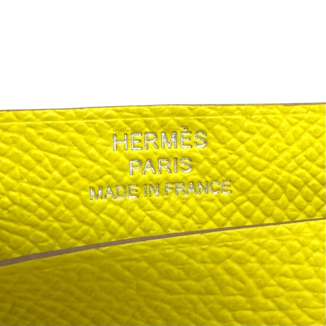 Pristine HERMES Bifold Wallet Bean mini With coin case Epsom Leather Women