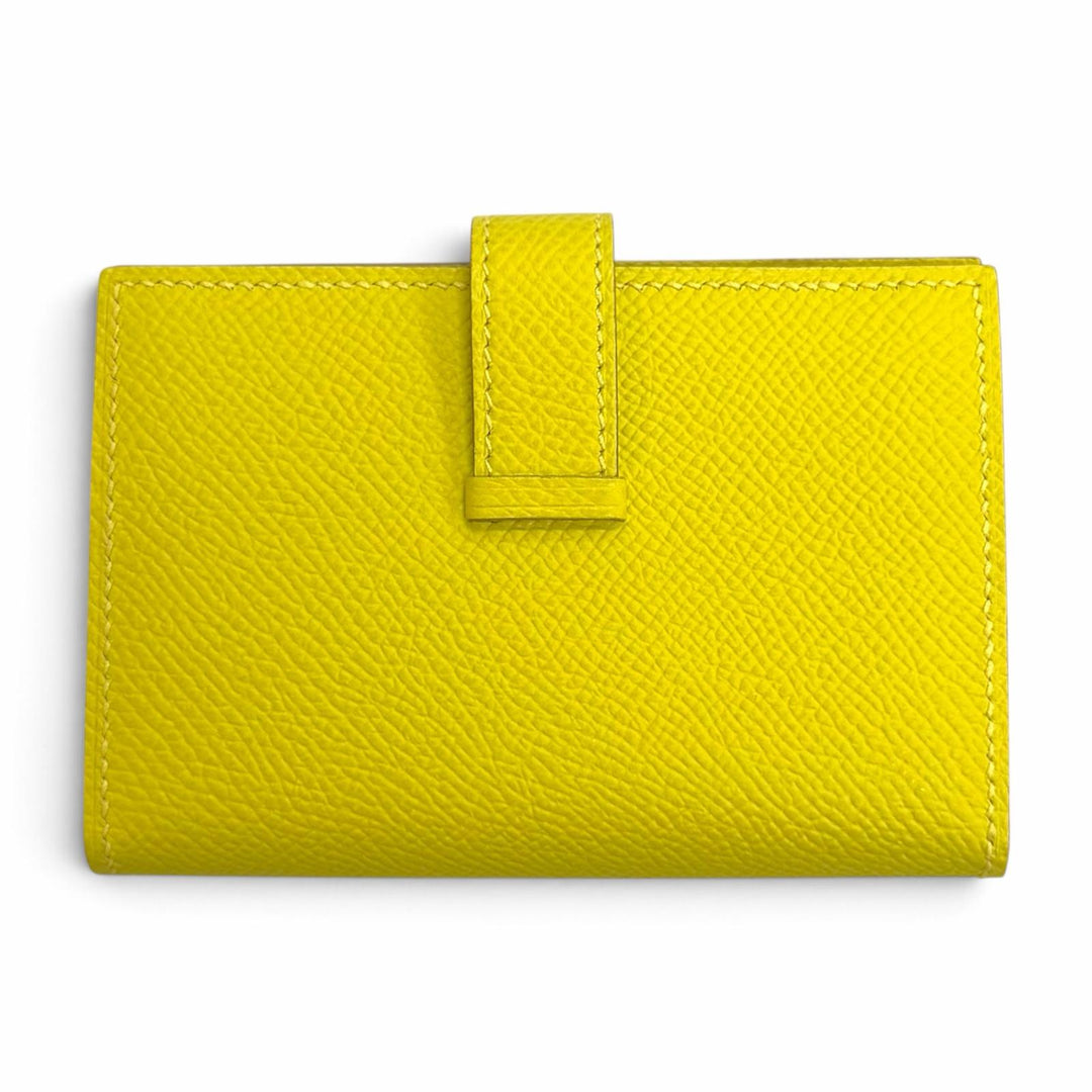 Pristine HERMES Bifold Wallet Bean mini With coin case Epsom Leather Women