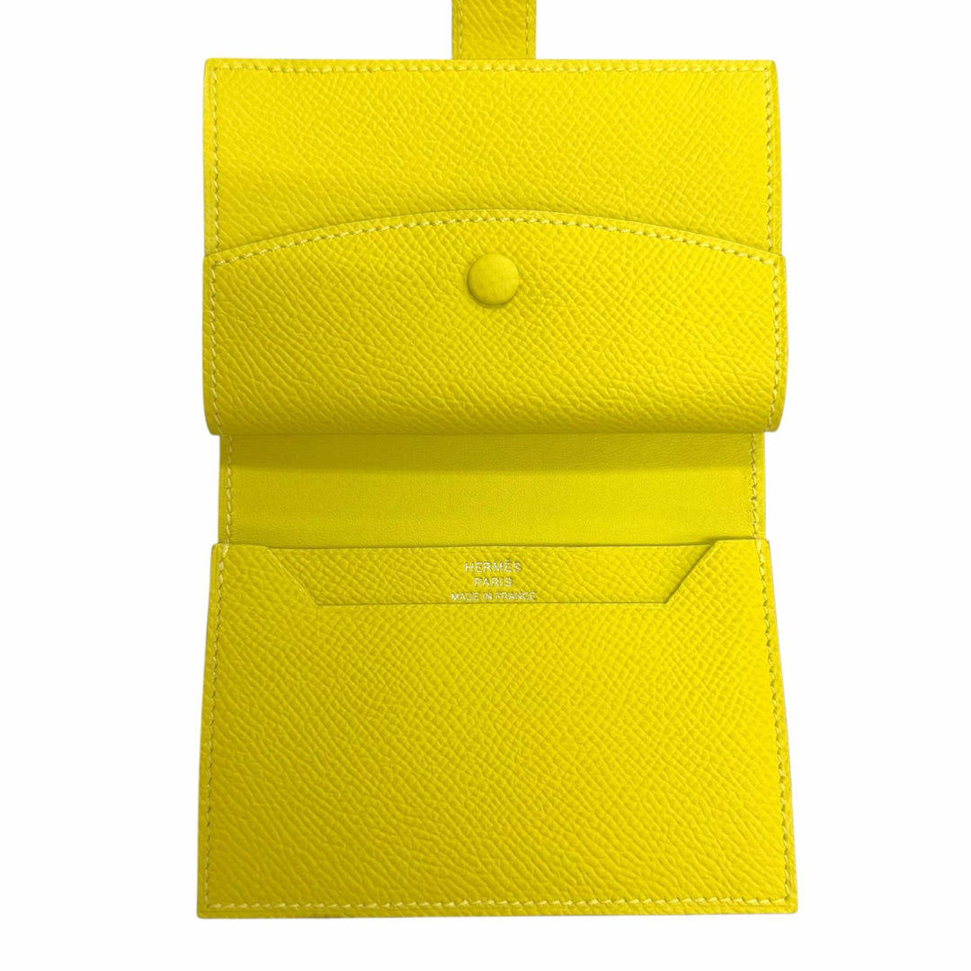 Pristine HERMES Bifold Wallet Bean mini With coin case Epsom Leather Women