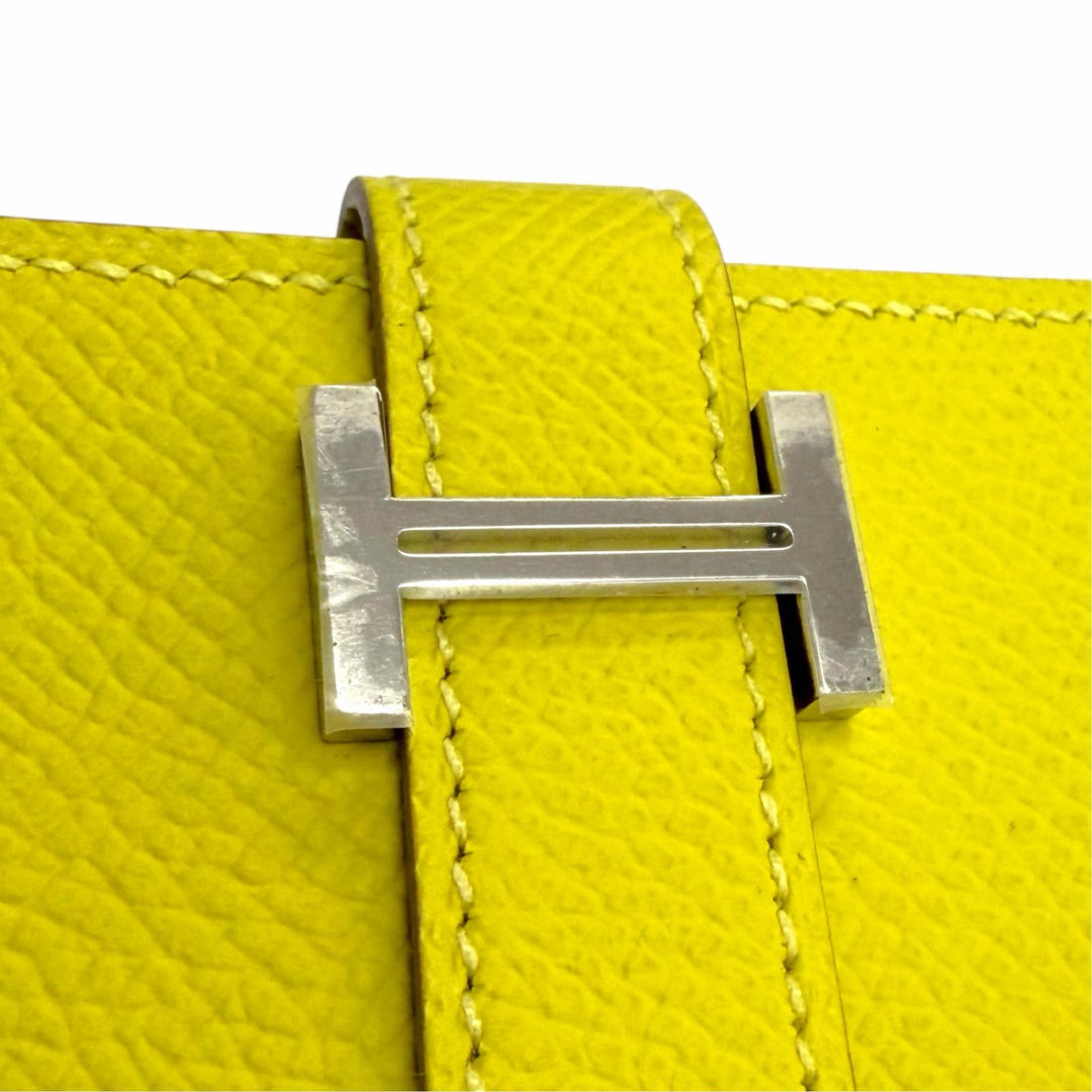 Pristine HERMES Bifold Wallet Bean mini With coin case Epsom Leather Women