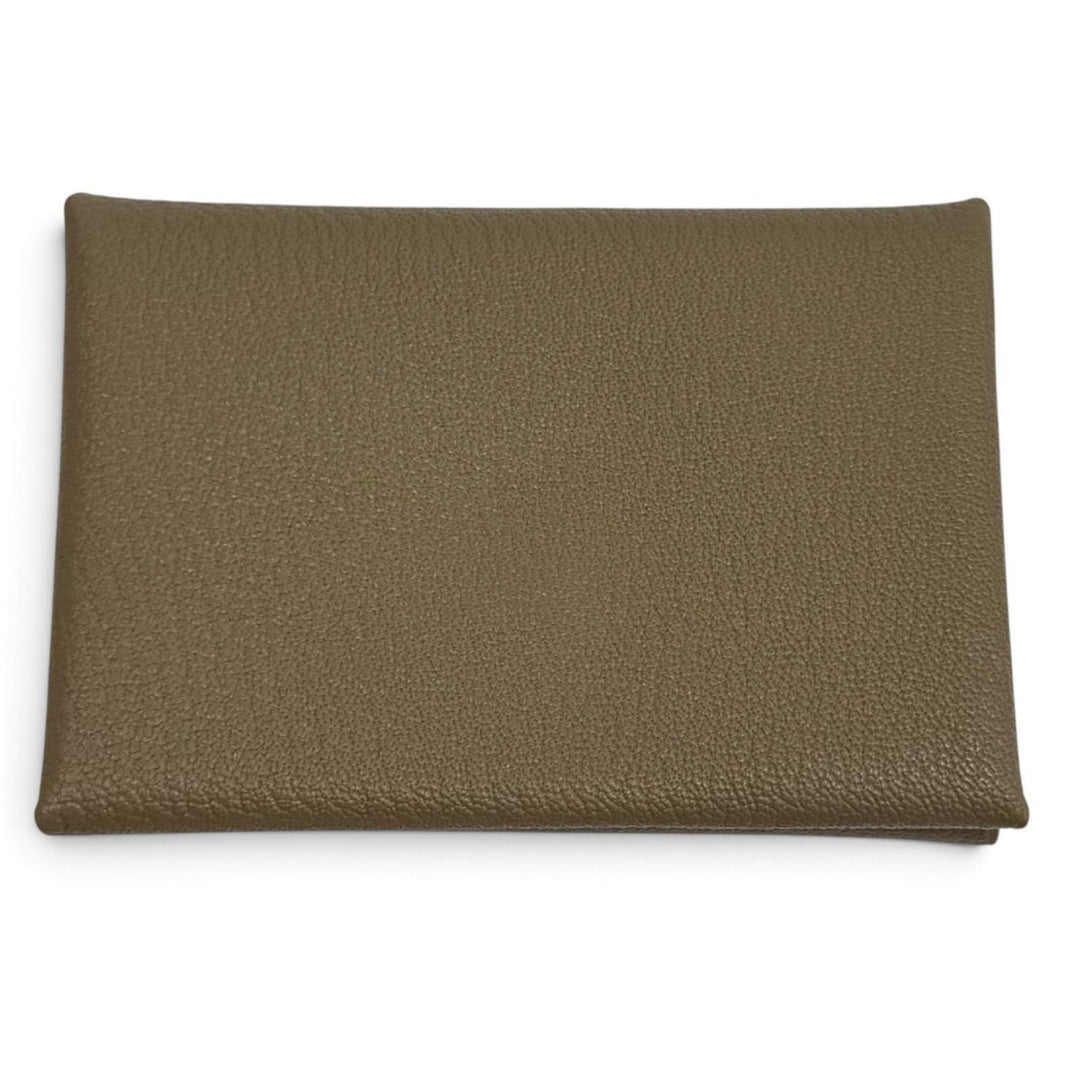 Excellent HERMES Bifold Wallet Calvi duo Serie Metal Shave Women