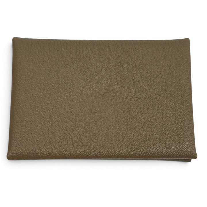 Excellent HERMES Bifold Wallet Calvi duo Serie Metal Shave Women