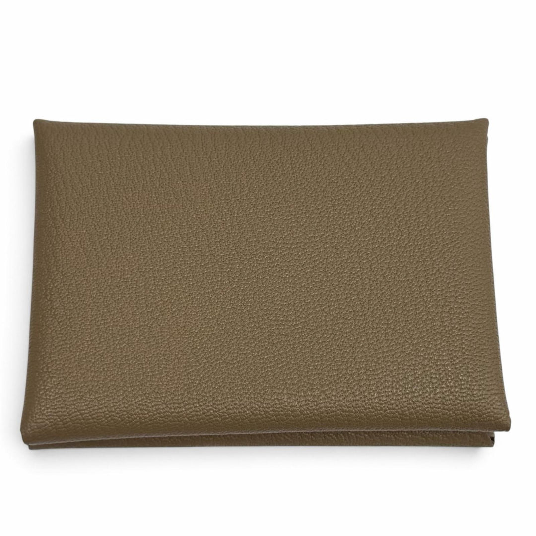 Excellent HERMES Bifold Wallet Calvi duo Serie Metal Shave Women