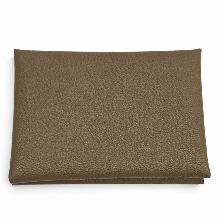Excellent HERMES Bifold Wallet Calvi duo Serie Metal Shave Women