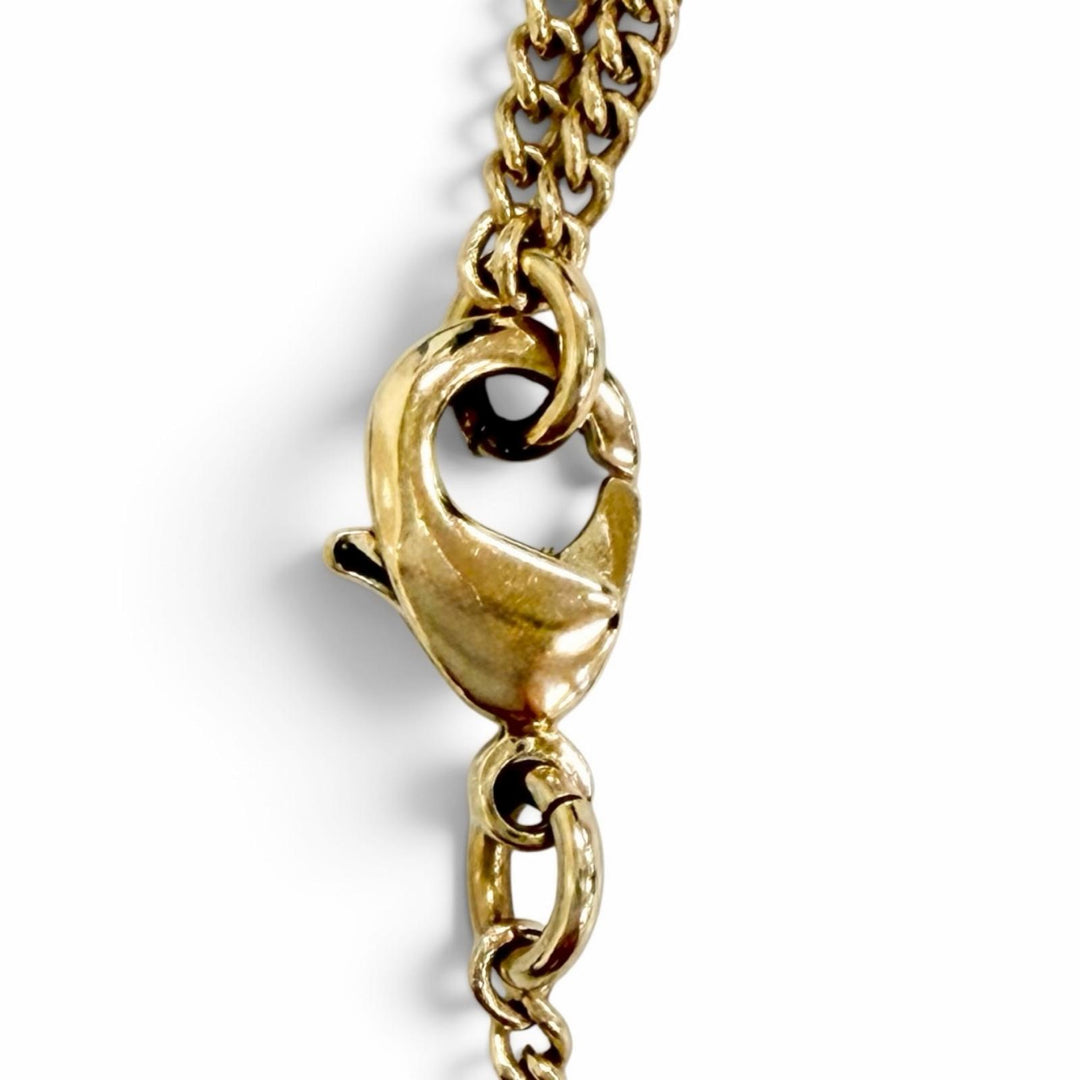 Excellent CHANEL Necklace COCO Mark Rhinestone Ribbon gold Women B24K ABE650