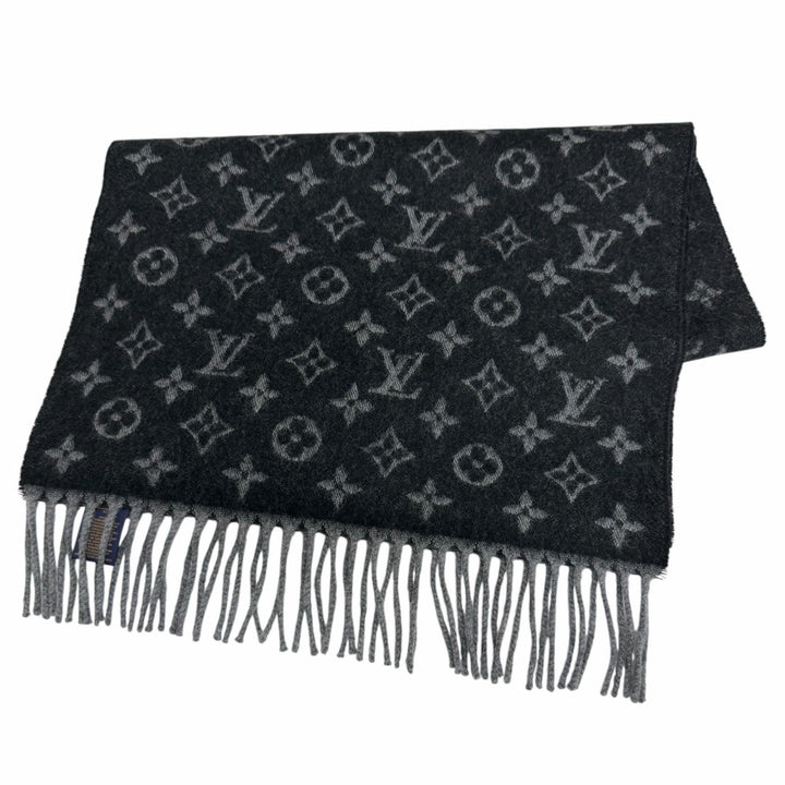 Great LOUIS VUITTON Scarf monogram gradient Noir cashmere mens M71607