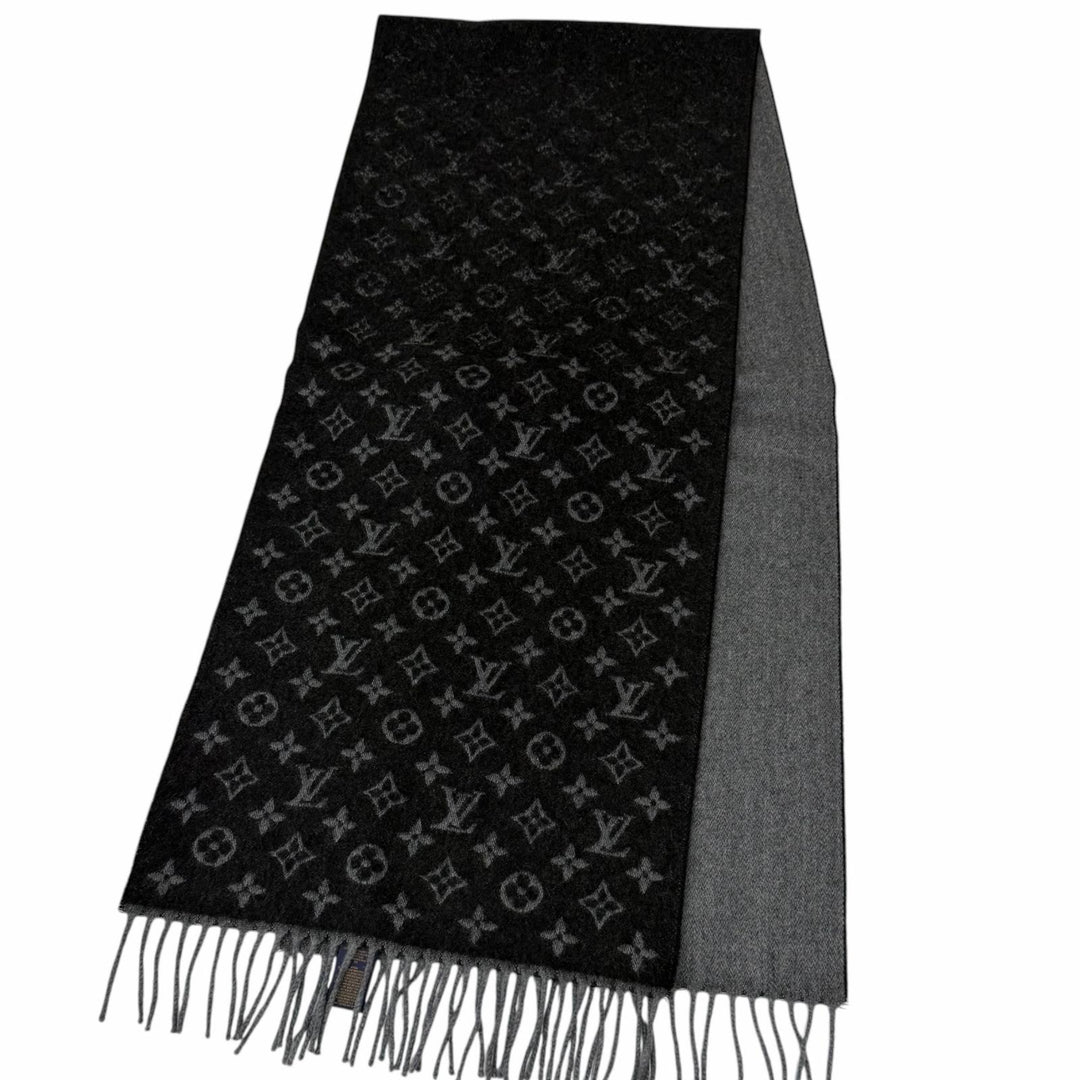 Great LOUIS VUITTON Scarf monogram gradient Noir cashmere mens M71607