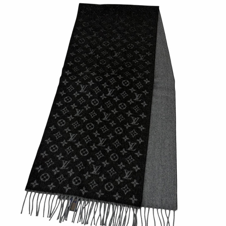 Great LOUIS VUITTON Scarf monogram gradient Noir cashmere mens M71607