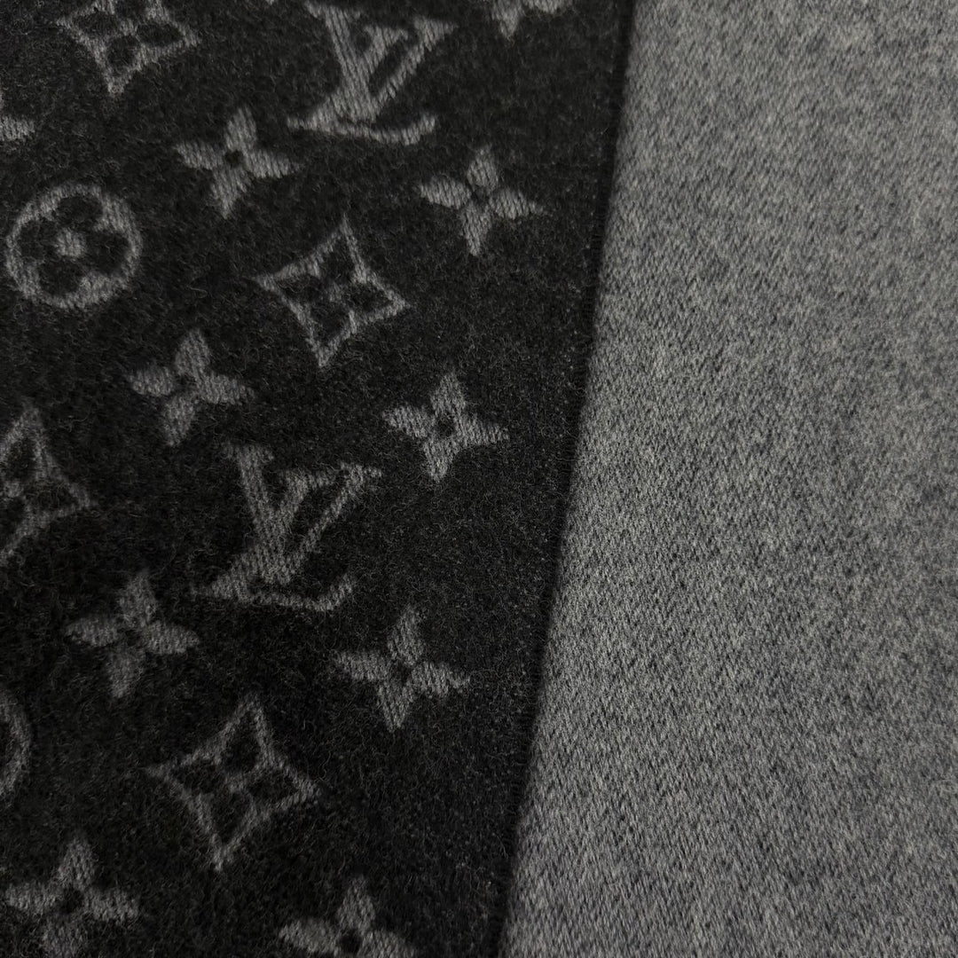 Great LOUIS VUITTON Scarf monogram gradient Noir cashmere mens M71607