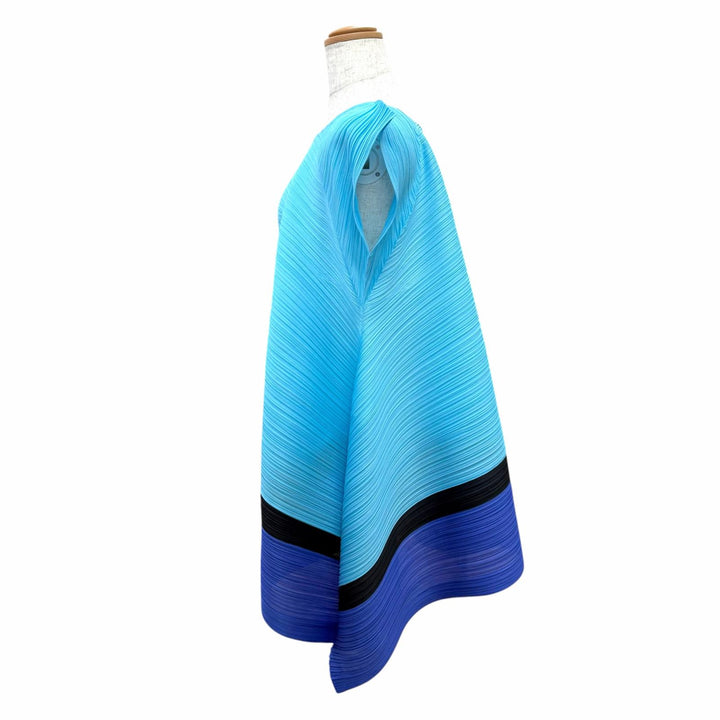 Excellent PLEATS PLEASE Tunic Sleeveless balloon top Blue 3 Women PP71-JH573