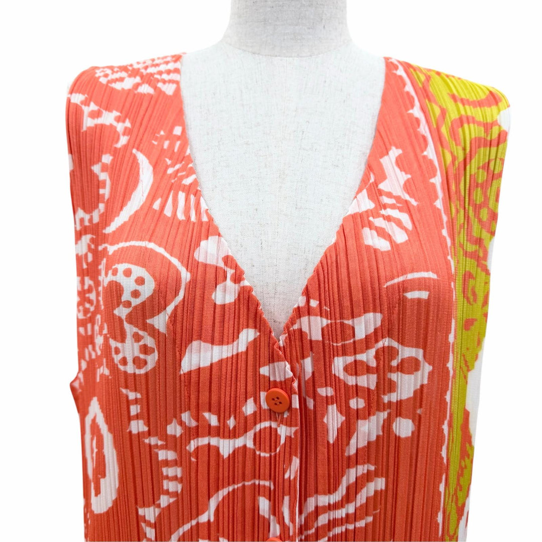 Excellent PLEATS PLEASE Best All-over print design, long length Orange series 4